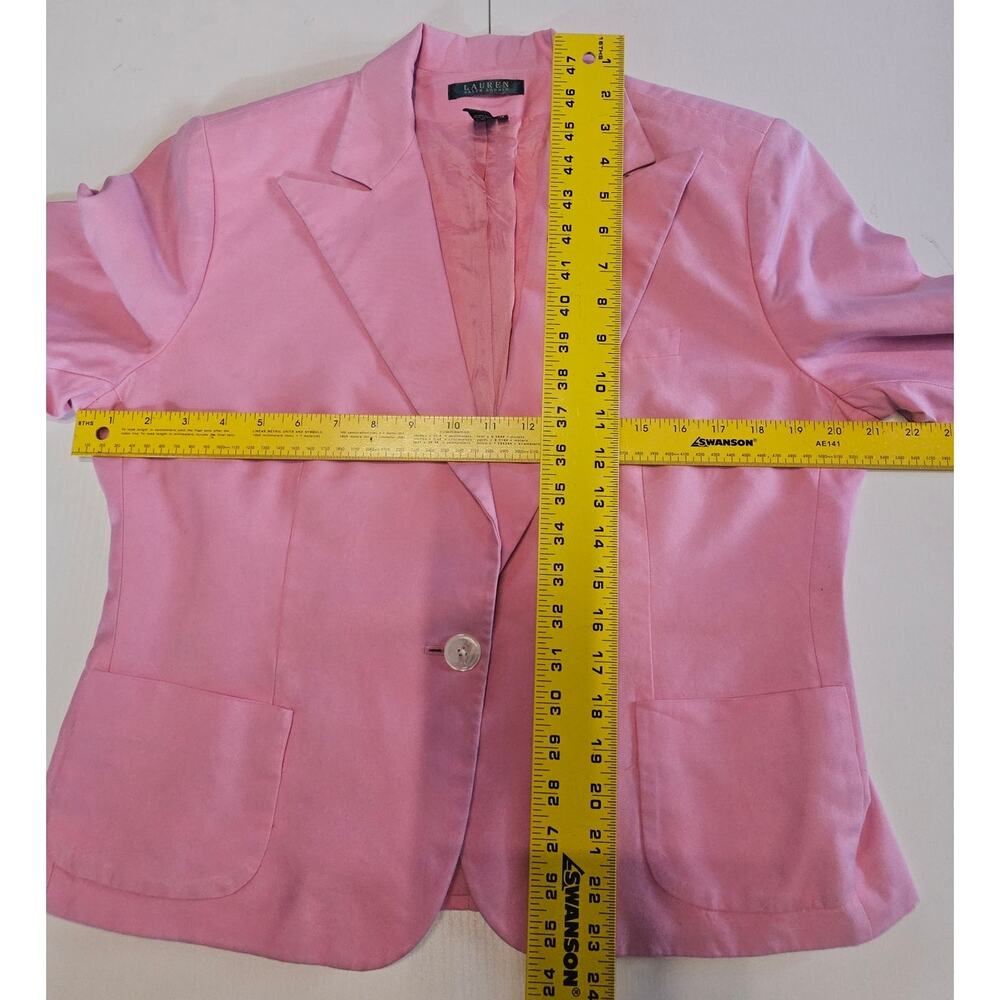 Lauren Ralph Lauren Pink Single Button Cotton Blazer Jacket Women's 14 3979 - Picture 6 of 10